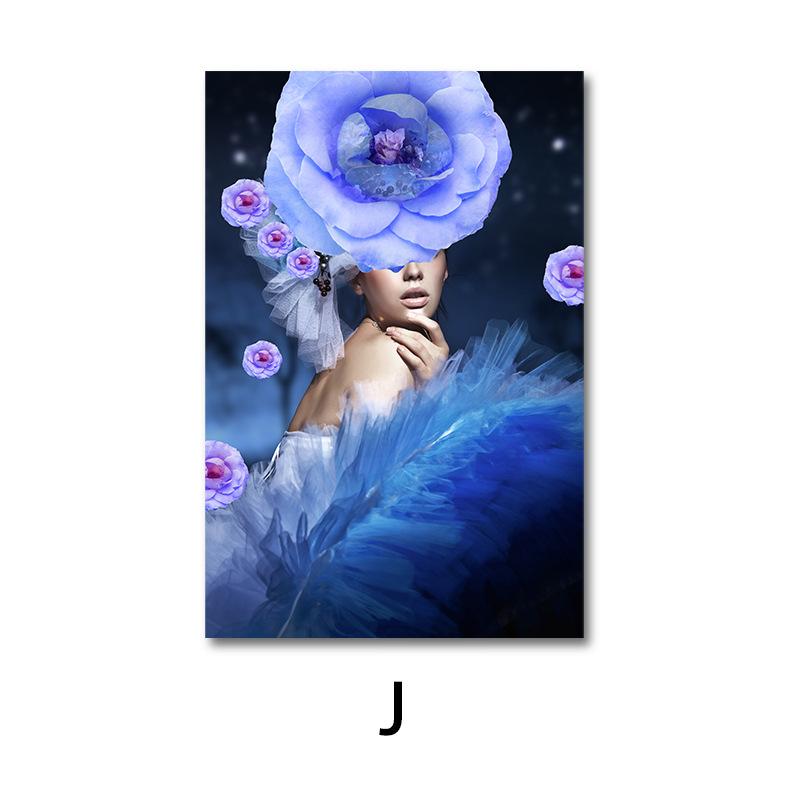 

Современное простое красивое украшение для гостиной, картина с персонажами Северной Европы, крыльцо, безрамная подвесная картина, ядро 20x30cm No Frame церулеан голубой