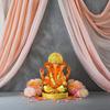 Handcrafted Orange Ganesha Idol for Car Dashboard Item: Ganesh Ji, Ganpati Bappa Murti for Home Decor - Exquisite Car God Idols