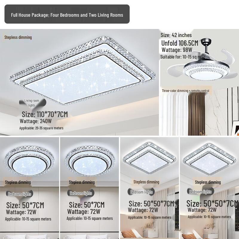 UOSU Modern Crystal Living Room Ceiling Lamp