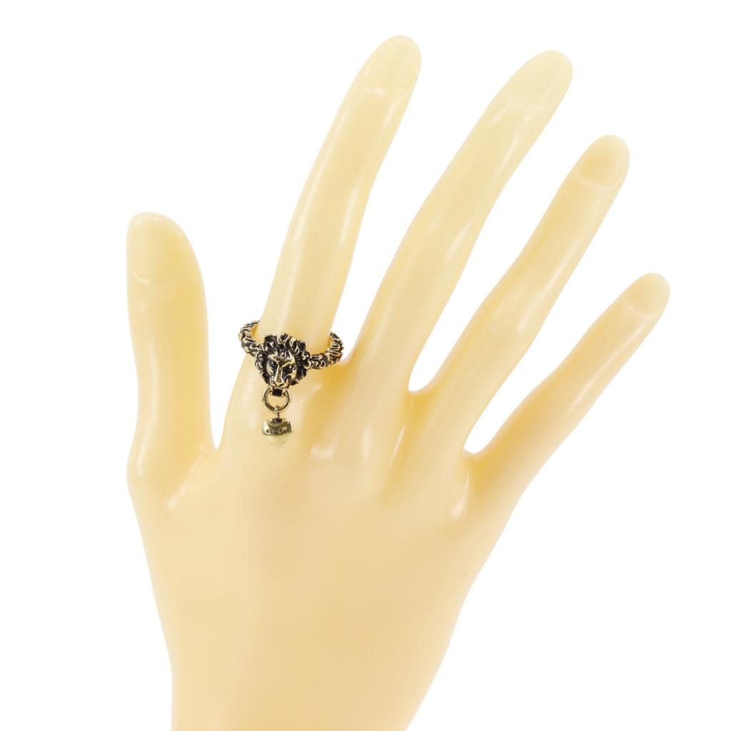 GUCCI Lion head Ring heart Plated Gold #7.6(US Size) heart 7.3g Women Used