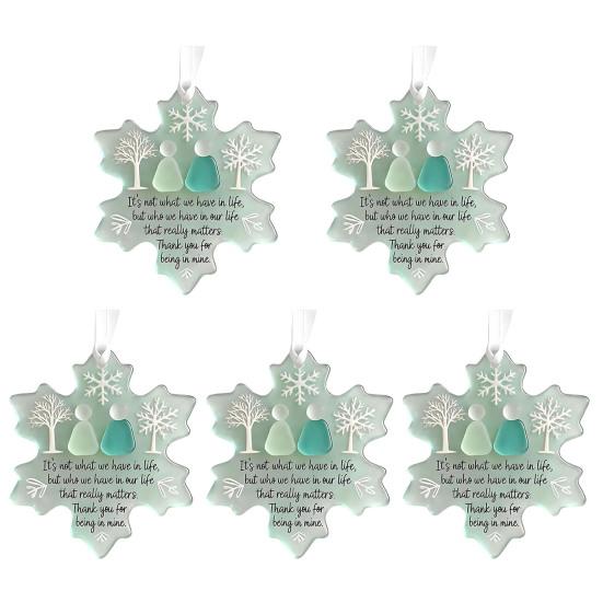 Snowflake Shaped Sea Glass Ornament Handmade Sea Glass Art Friendship Keepsake Coastal Winter Christmas Tree Decoration