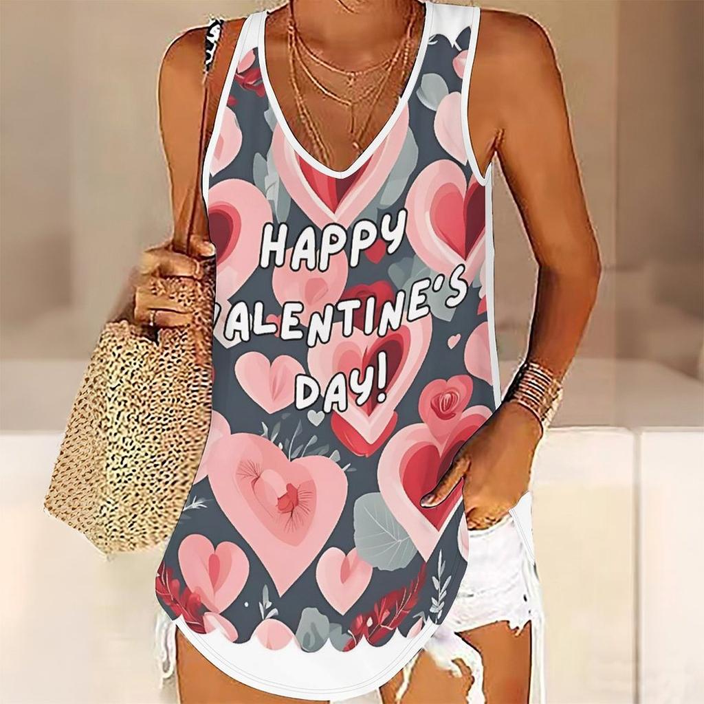 3D Heart-shaped Pattern Printed Tank Tops for Women Workout Yoga Gym Printed Summer Sport Shirts Plus Size Vests Valentine's Day Exclusive