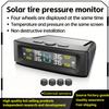 TPMS Däcktrycksövervakningssystem Bil Säkerhetslarmsystem Trådlös Sol-/USB-driven 4 Sensorer med Färgdigital Display
