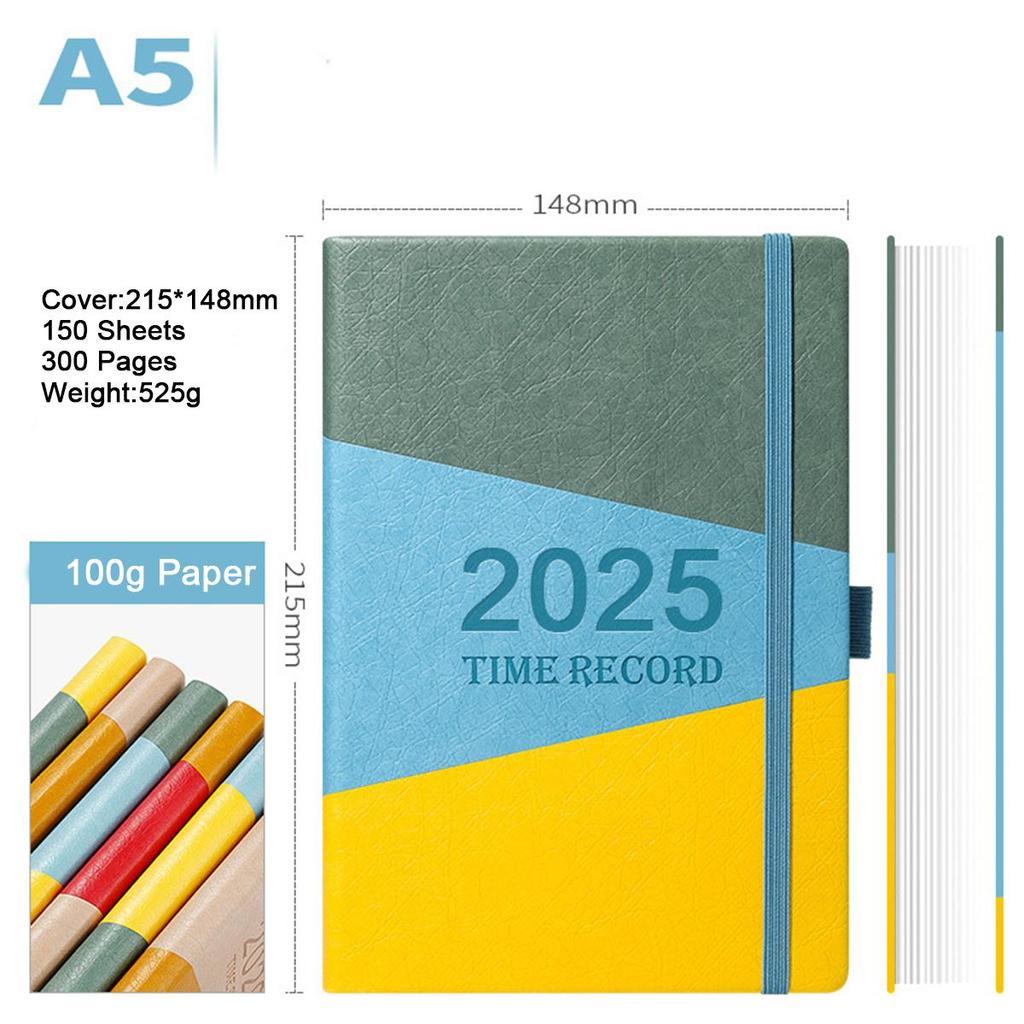 A5 verdickter Business-Notizblock aus Leder, Arbeitsnotizbuch, Besprechungsprotokollbuch, Tagesplaner 2025, Studiennotizen für Studenten, Tagebuch, 150 Blatt