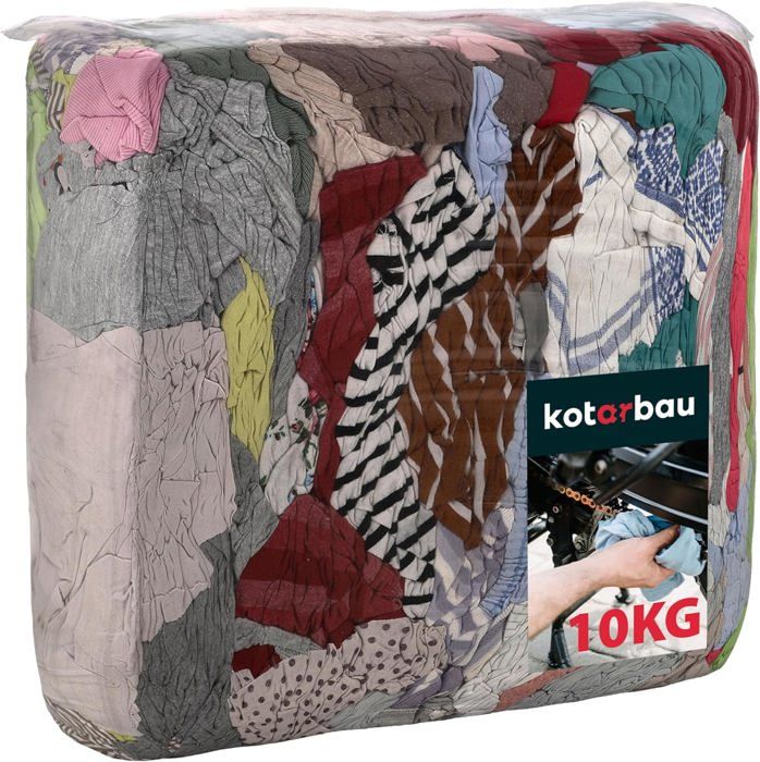 Chiffons en coton flanelle pour atelier - 10 kg - Chiffons de nettoyage industriels - KOTARBAU