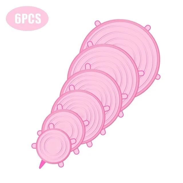 

6шт кришки для консервації Силіконові еластичні силіконові кришки для харчових продуктів Кругла кришка для свіжих продуктів Кришка для мікрохвильової печі Чаша Горщик Еластичність Кухня