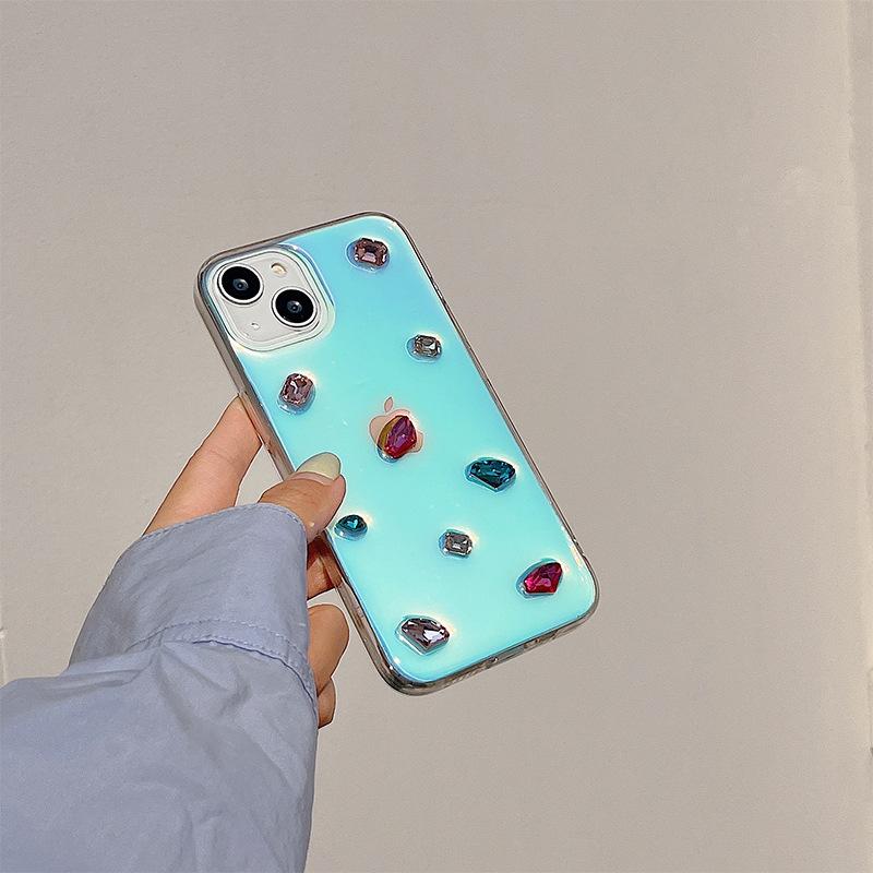 Xiaoqing New Wind Laser Glitter Mobile Phone Case Is Suitable For Iphone17Promax Rhinestone Apple 16 Gemstone 13.