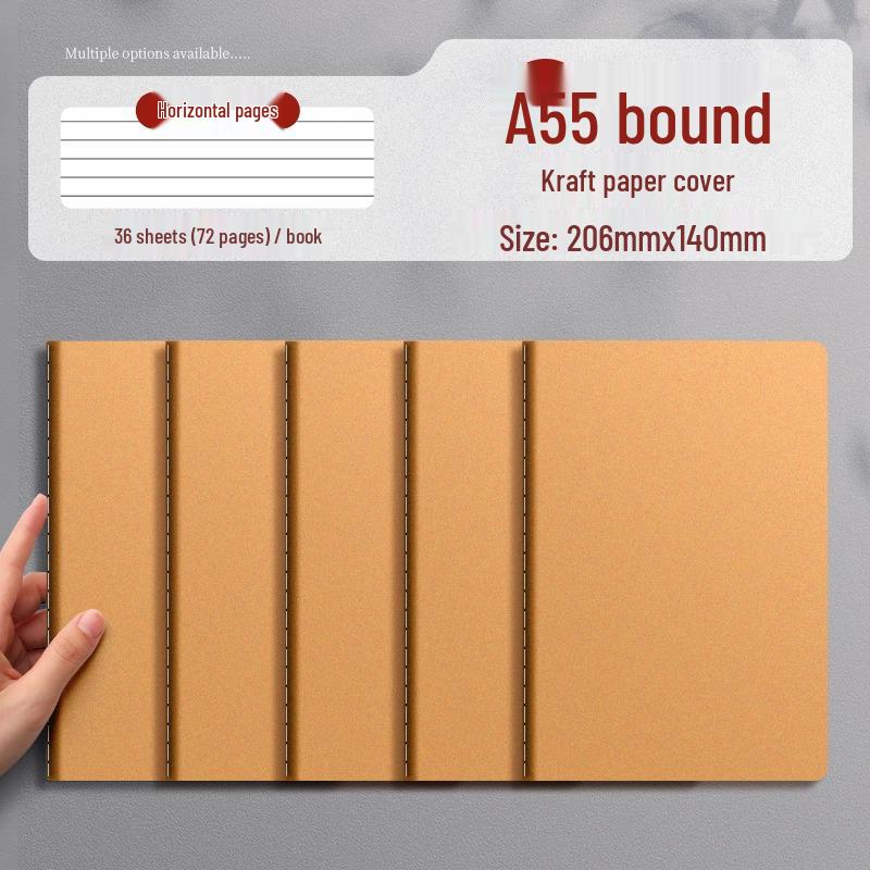 Thickened Kraft Paper B5 Lined Notebook for College and High School Students