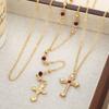Holiday Style Necklace, Fashionable Light Luxury Cross Pendant, Fringed Long 3-Piece Set Item.