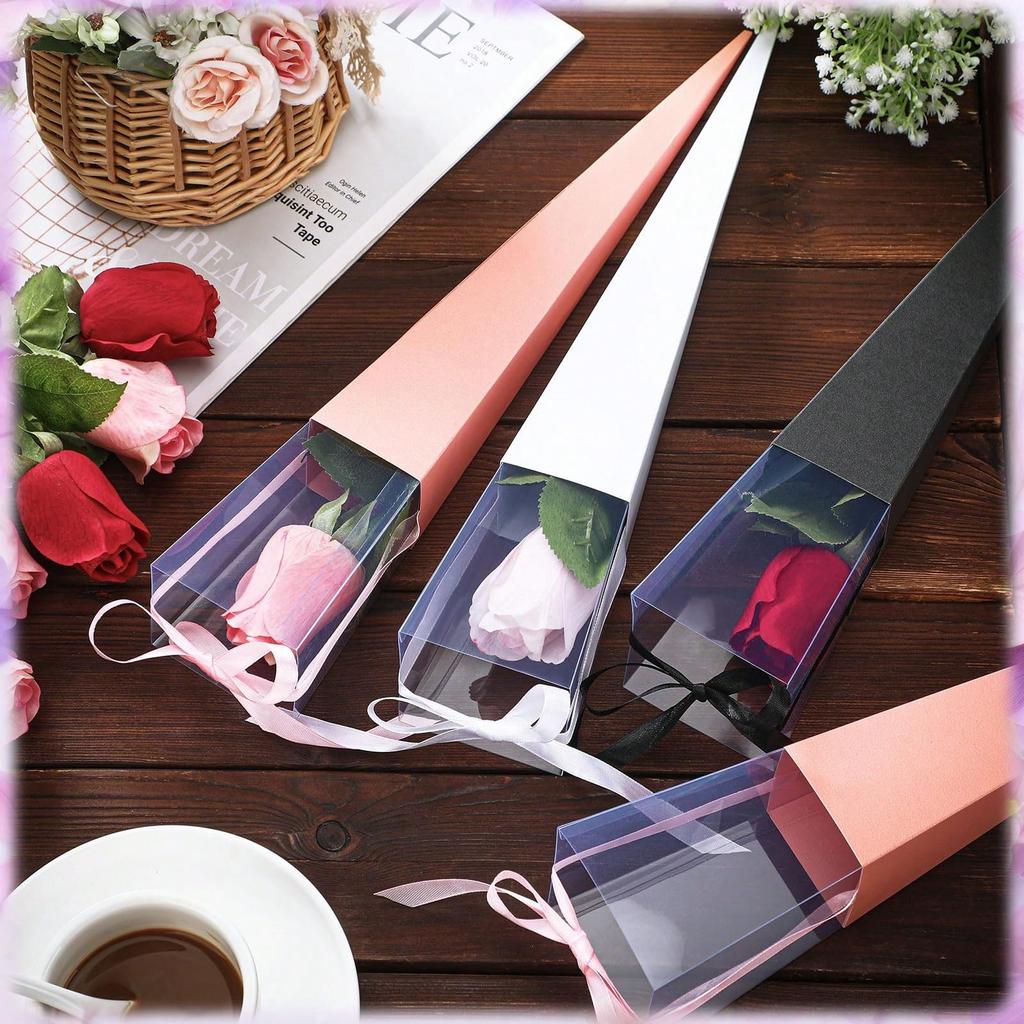 24 Pcs Flower Bags Single Rose Sleeves Flower Bouquet Single Rose Bag Floral Wrapping Paper Floral Gifts for Wedding Birthday