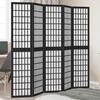 5 Piece Black Solid Wood Paulownia Folding Screen