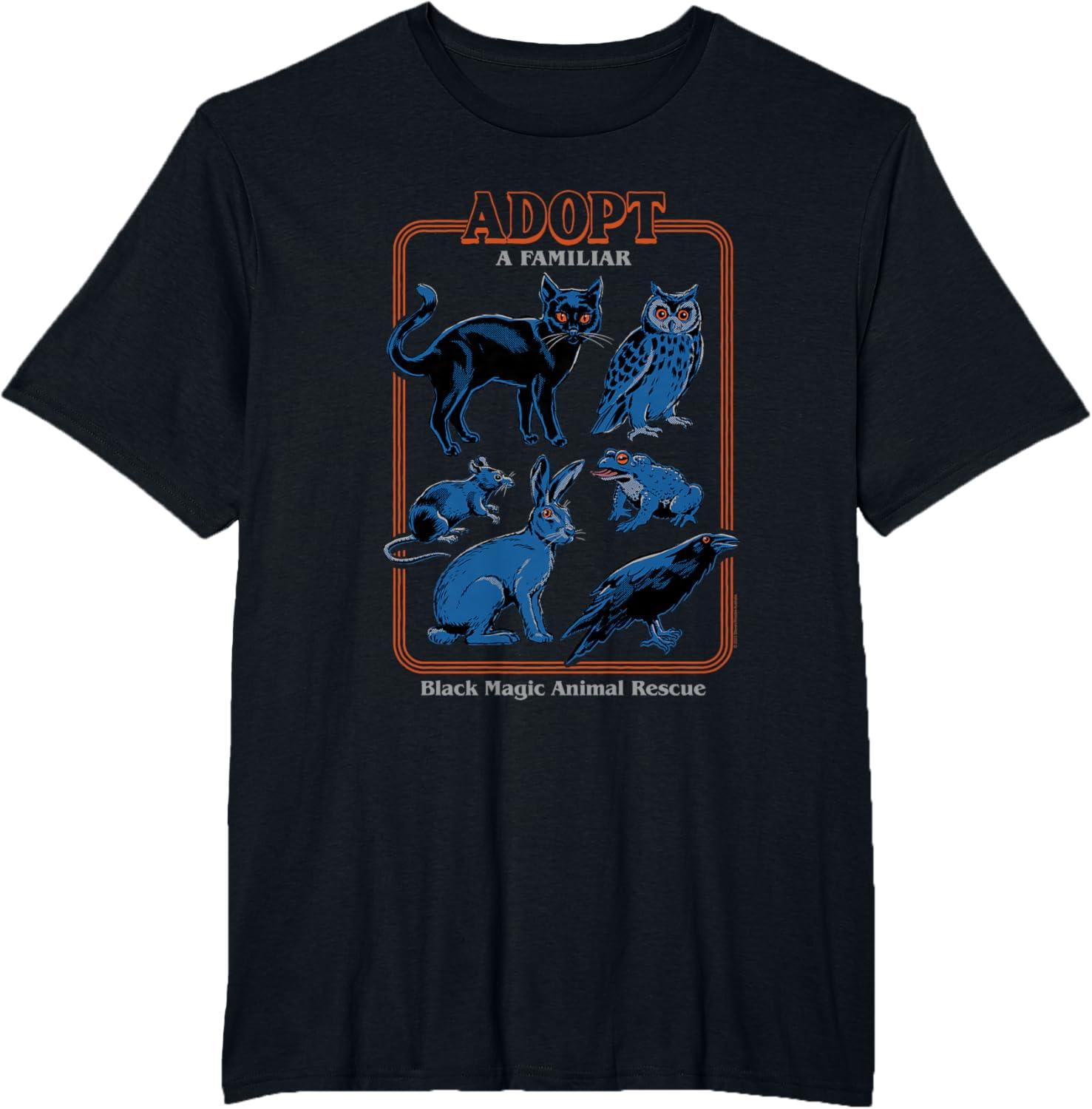 Steven Rhodes Black Magic Adopt a Familiar Retro Dark Humor TShirt New SpringSummer Arrivals Regular Fit Casual S