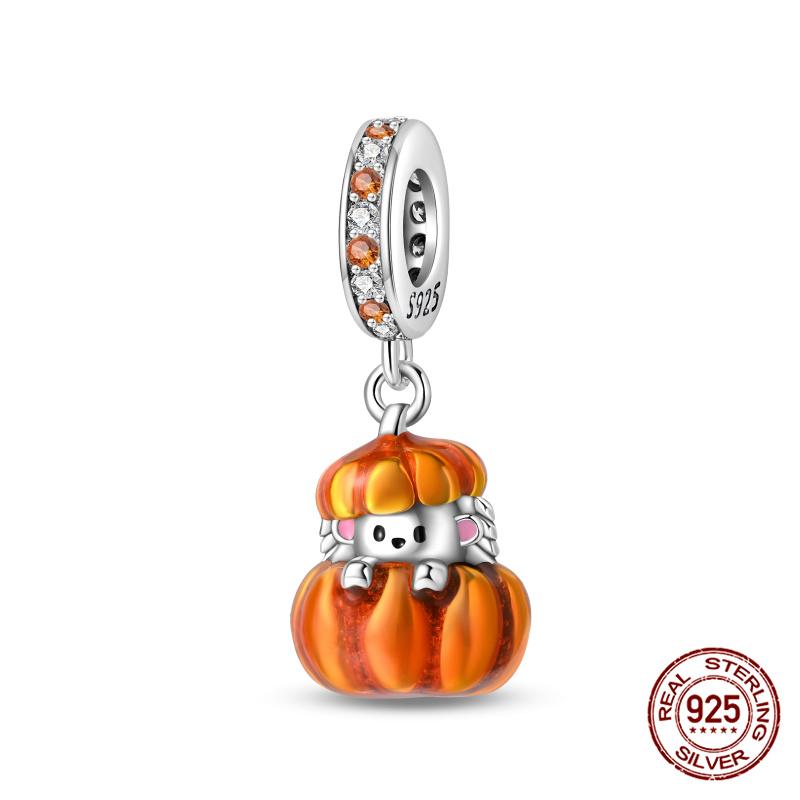 Original Kupfer Herbst-Ahornblatt Kiefernzapfen Perlenkürbis Auto Anhänger Passend für Armband DIY Schmuckherstellung Geschenk für Frauen