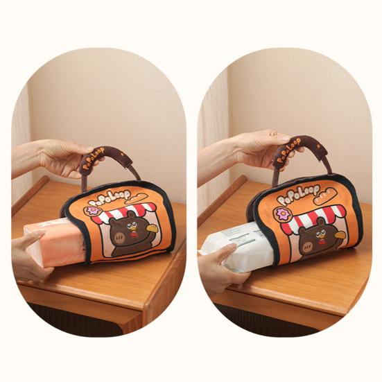 Tissue Box Cartoon Bakery Bear Design Waterproof Large Capacity Storage Pouch with Portable