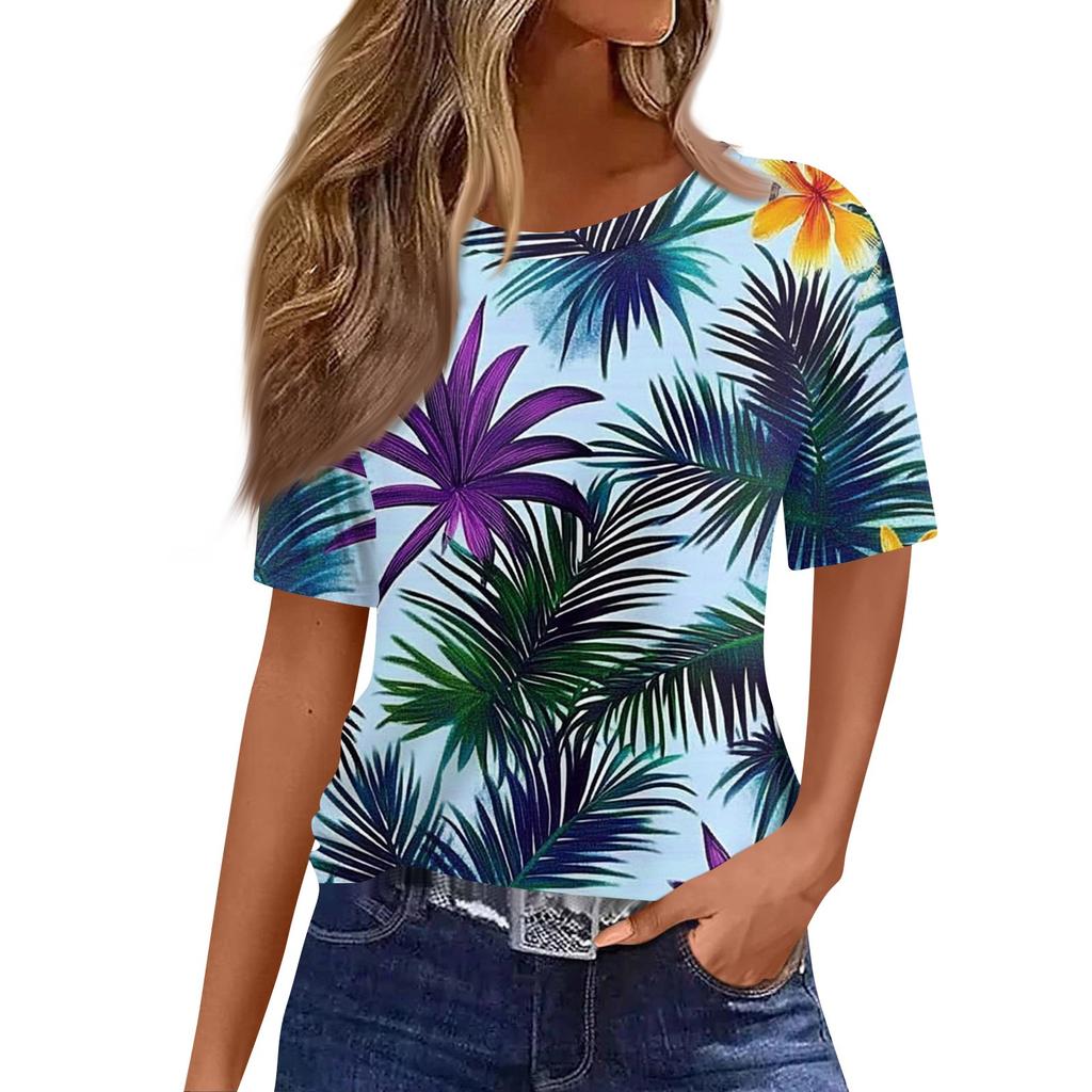 Modisches, lässiges Pullover-Oberteil mit kurzen Ärmeln und Rundhalsausschnitt für Damen