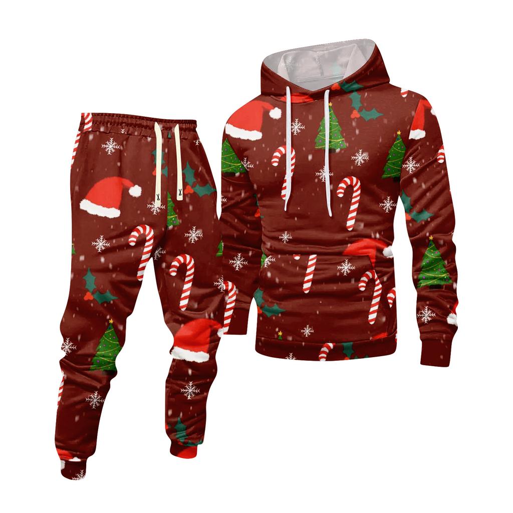 Sudadera con capucha estampada para hombre y pantalones de chándal Traje deportivo casual