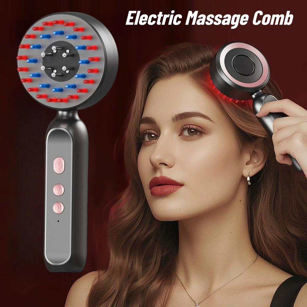 Electric Vibration Massage Comb Red Light Hair Follicle Comb Scalp Oil Liquid Applicator Head Massager Hair Growth Anti Loss
