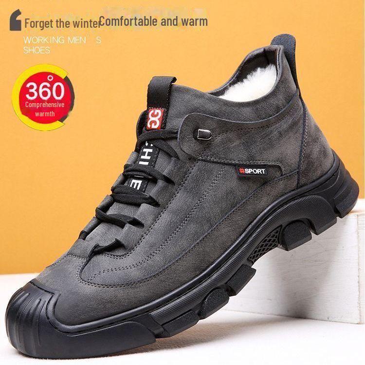 Men's Winter Cotton Martin Boots - Warm, Wear-Resistant, Versatile, Thick-Soled Velvet Snow Boots for Sports and Leisure