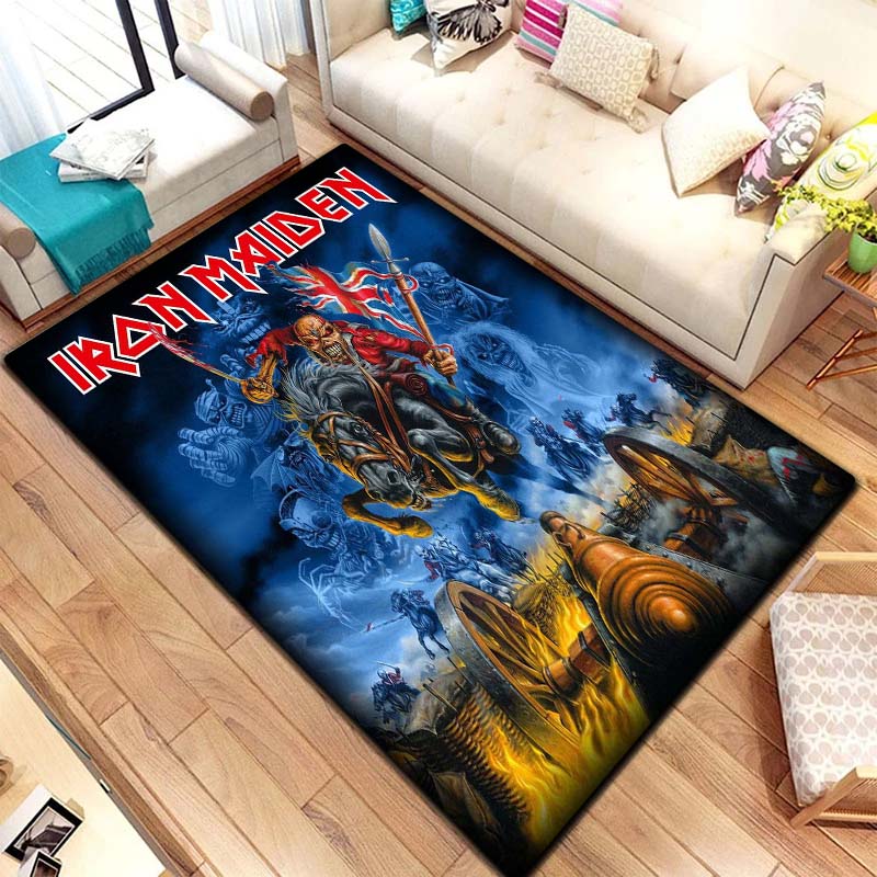 Band I-Iron M-Maidens Carpet Yoga Mat Living Room Bedroom Decoration Home Office Hotel Entrance Non slip Area Flannel CarpetGift