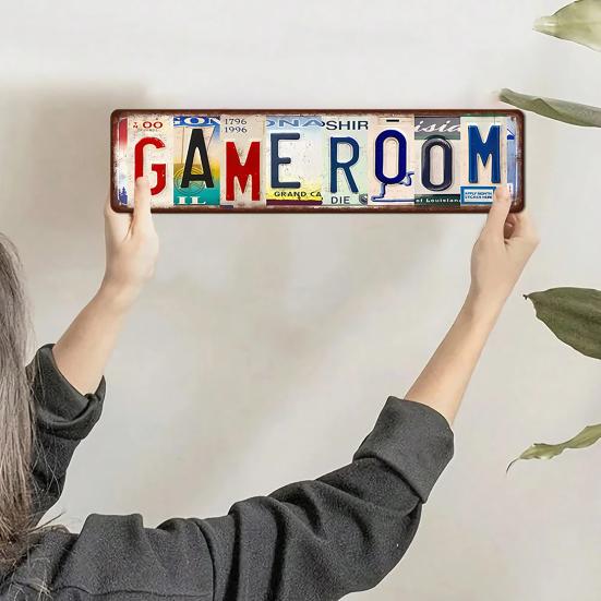 Retro Laundry Room Sign Distressed Metal Wall Art Sign Rectangular Decorative Sign for Home Game Room Decor