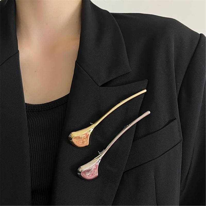 Glossy Leaf Fashion Brooch Sturdy Alloy Corsage Pin Portable Jewelry Gift for Women Social Event