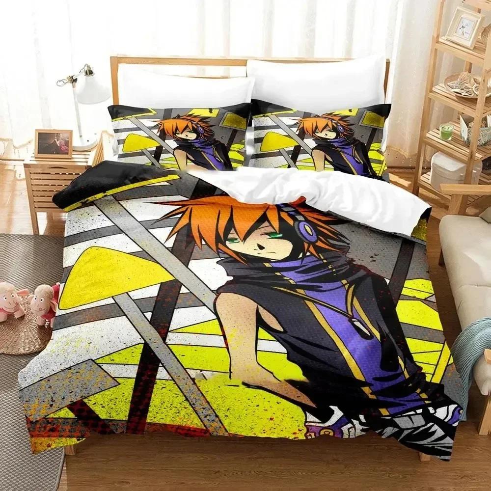 Anime The World Ends with You Neku Sakuraba Bettwäsche-Set Bettbezug Bett-Set Steppdeckenbezug Kissenbezug Bettdecke King Queen Größe