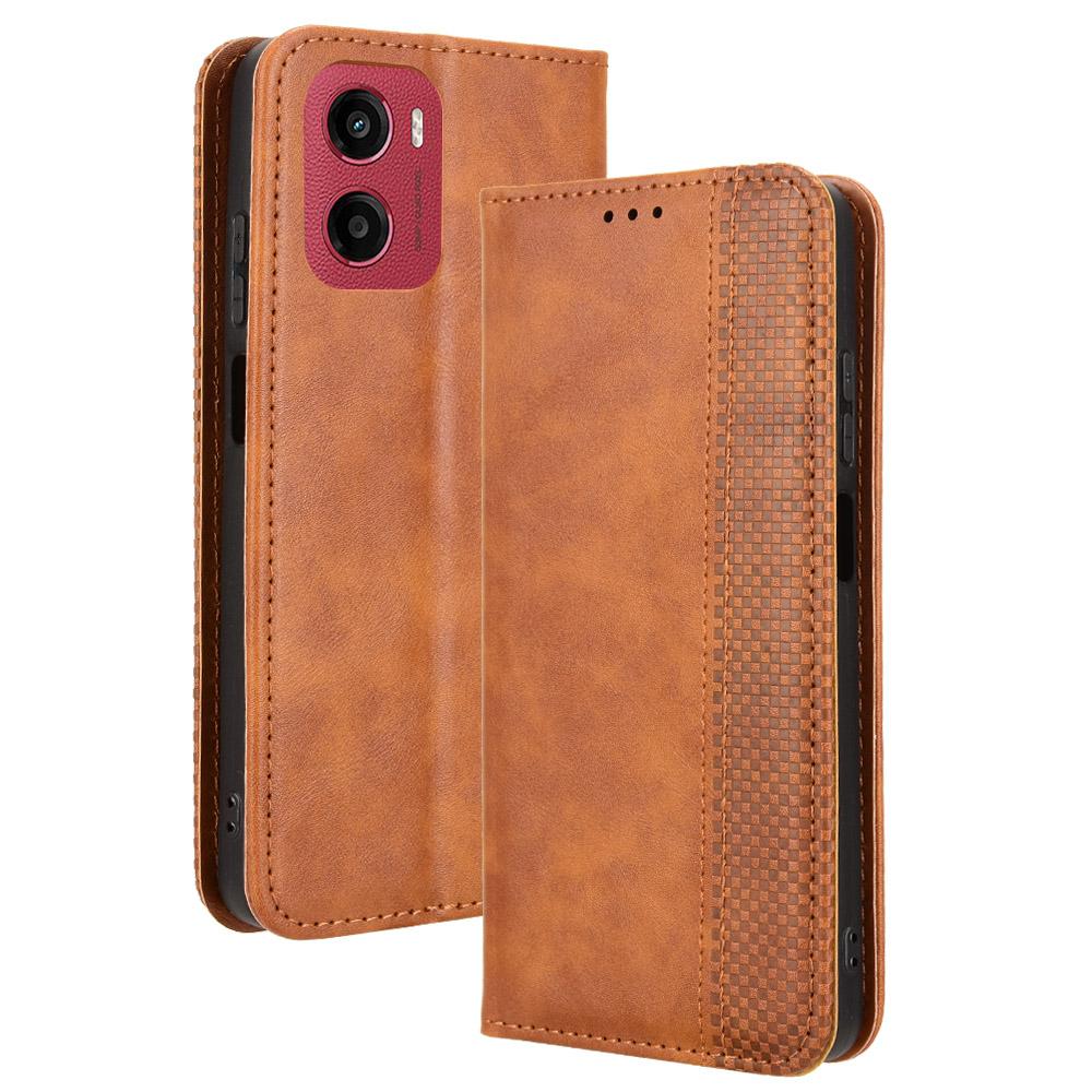 For Motorola Moto G05 4G/E15 4G Leather Case Wallet Stand Retro Texture Phone Cover