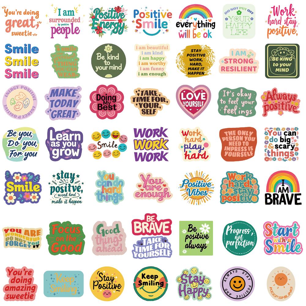 50PCS Positive Affirmation Stickers Kawaii Harajuku Skateboard Graffiti Decals Luggage Suitcase Bike Gift Phone Bike Sticker