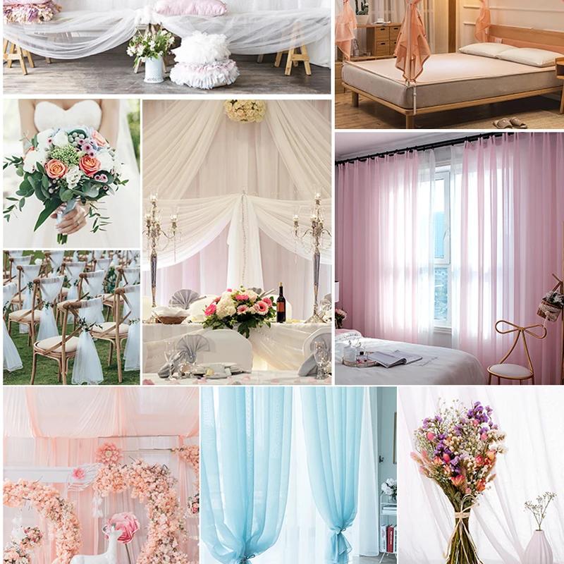 1m/2m/5m Soft Organza Mesh Fabric Making Wedding Dresses Curtain Scene Decoration Handmake DIY Sewing Fabrics TJ0031
