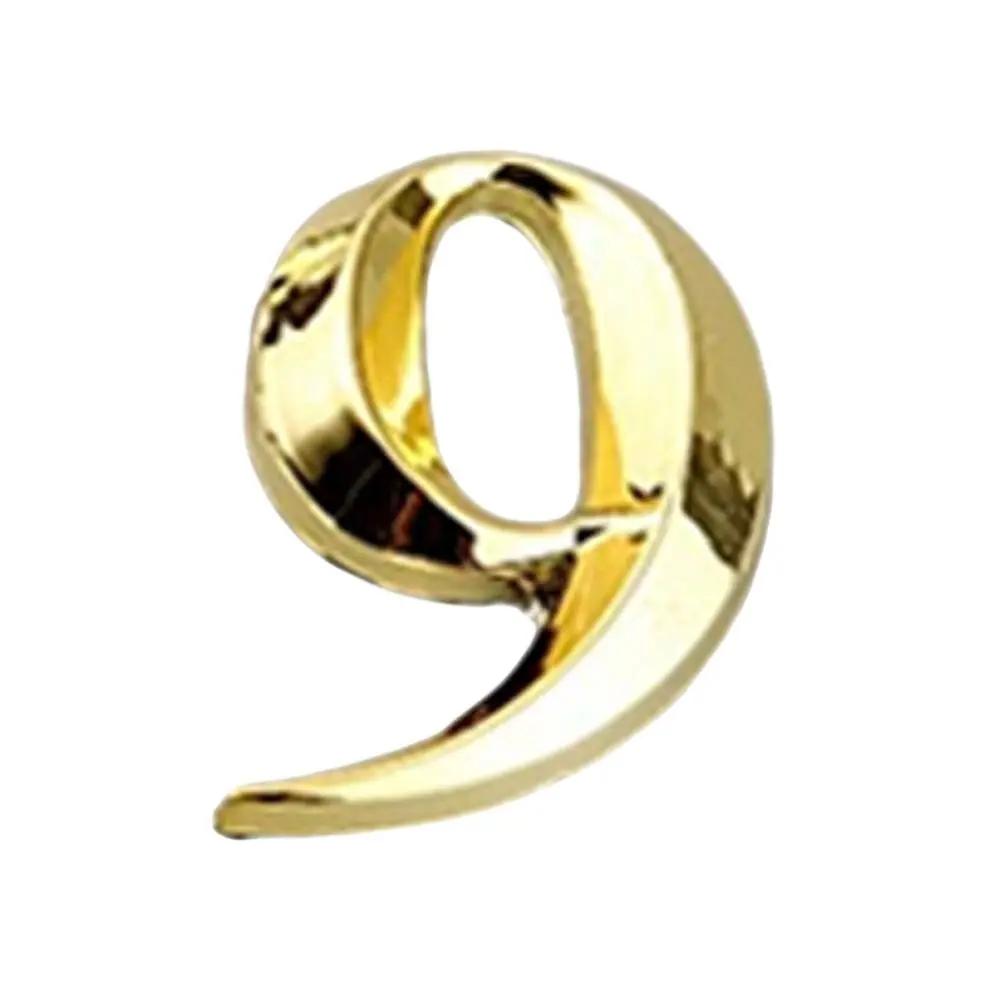 3D Door Number ABS Injection Molding Electroplating Plate Digits 0 To 9 Golden Door Self Adhesive Street Sticker Outdoor