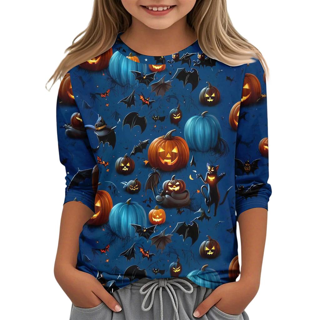 Children's Casual Three-quarter Sleeve Round Neck Top