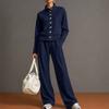 Women's 2 Piece Outfit Set Color Stand Collar Zip Up Hoodie Sweatshirt and Wide Leg Pants Casual Wear