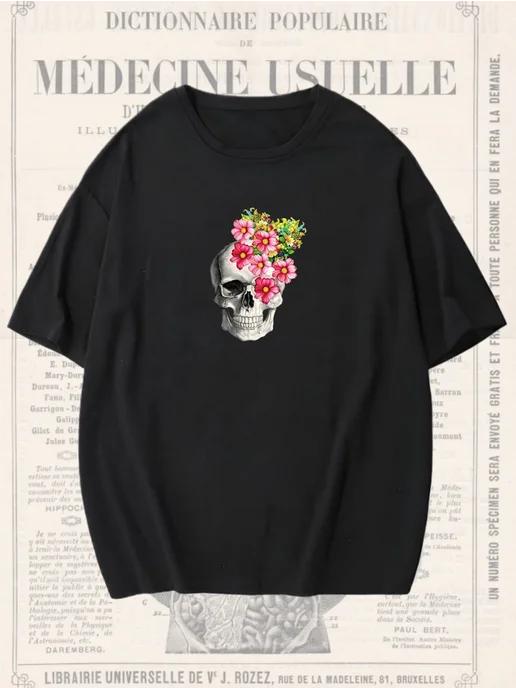 Oversized T-shirt with skull print L
