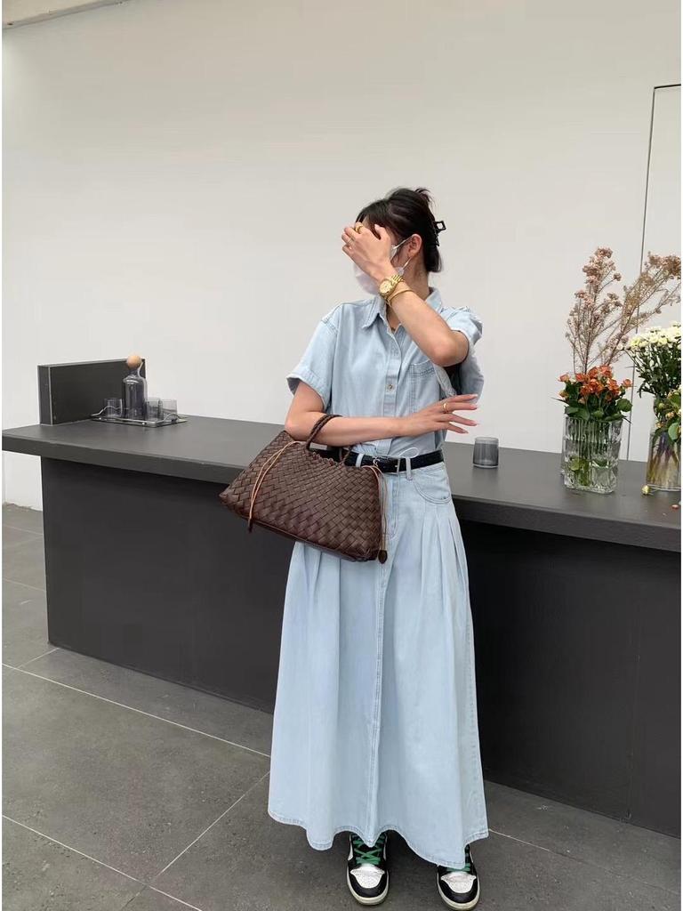 2024 Vintage Dámská Velkokapacitní Tkaná Kožená Nákupní Kabelka