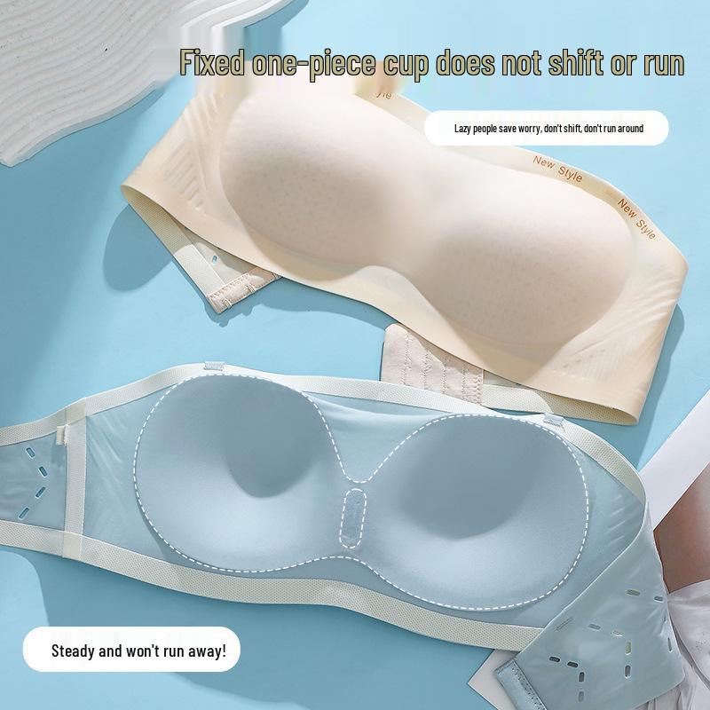 Summer Ice Breathable Strapless Anti-slip Lifting Bra with Thin Jelly Strip Cups