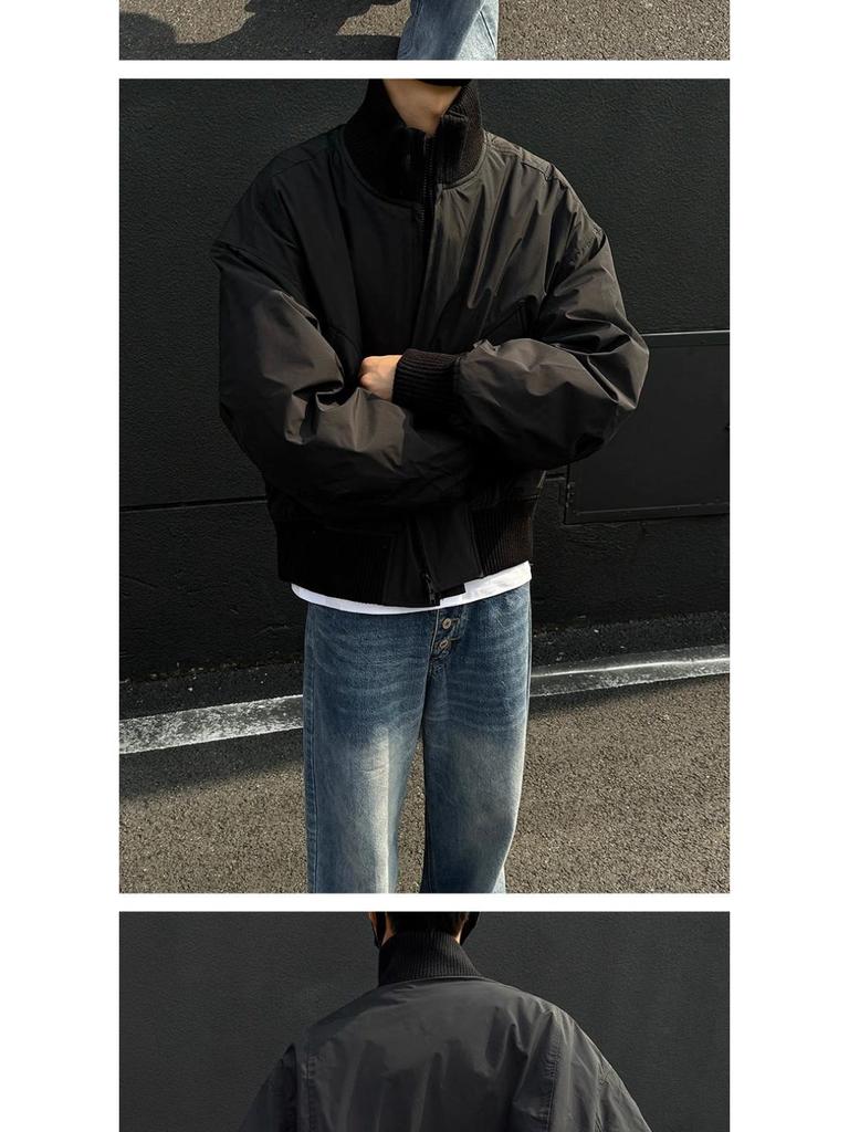 Men's American Style Cotton Bomber Jacket: Winter Hipster Baseball Coat