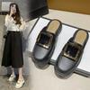 Beige Shoes For Women 2025 Summer Outside Mules Job Sandals Woman Slippers Slides Low Heel Easy Wears I Top Designs Luxury