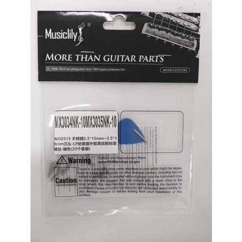 Musiclily Ultra 2.5x15mm+2.5x18mm Stainless Steel Threaded Screws for M-Backer Escutcheon Electric Guitar/Bass, Nickel (Pack of 20)