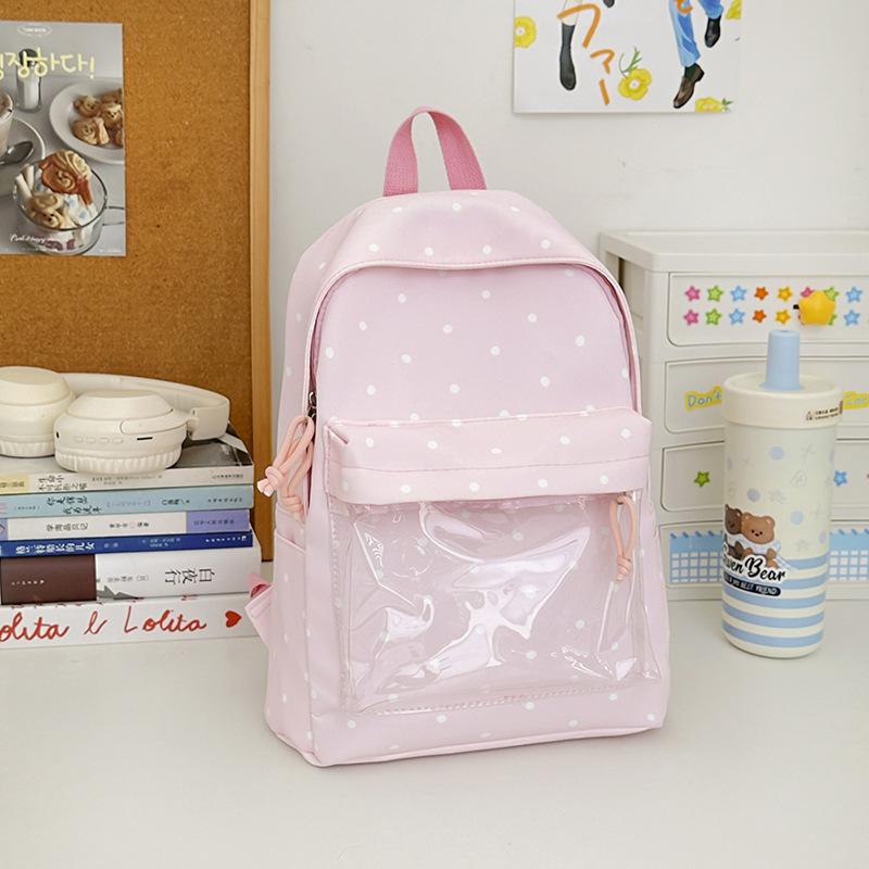 Schoolbag Japanese Two-dimensional Transparent Baby Bag Cute Backpack Trend Polka Dot High-value Female Student Schoolbag Bar Pain Bag