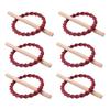 6Pcs Set Nordic Solid Wood Stick Thick Cotton Rope Simple Binding Rings Bedroom Living Room Decoration Curtain Buckles