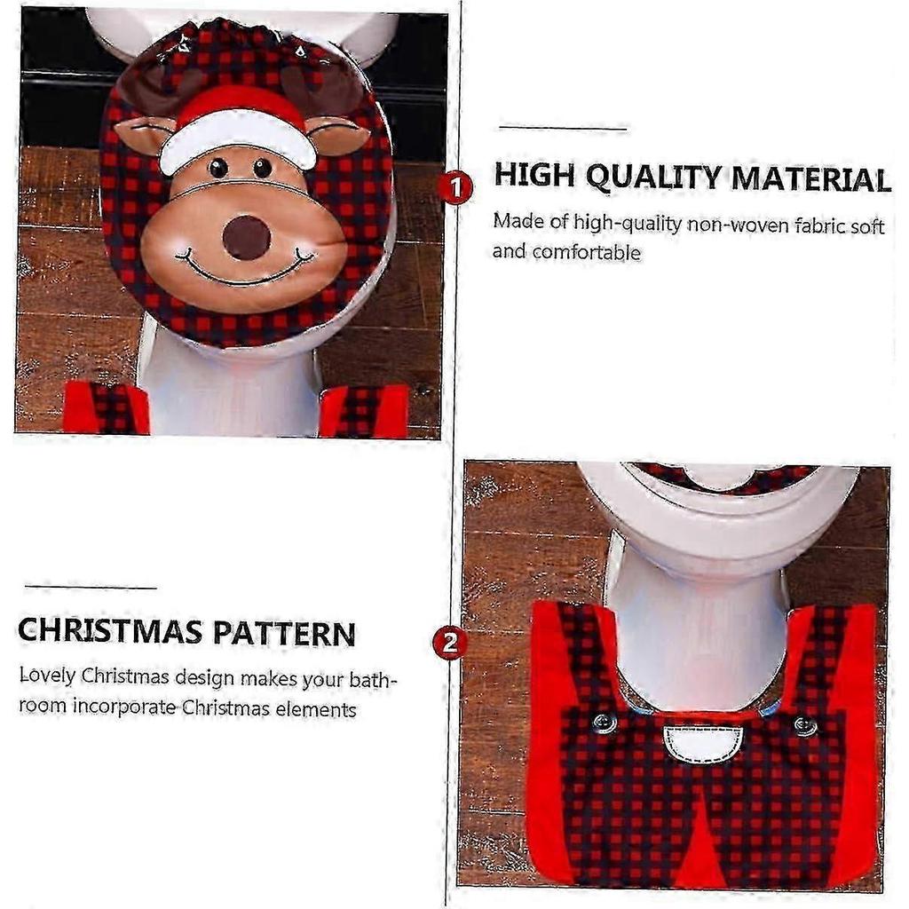 Christmas cartoon toilet seat cover set for bathrooms