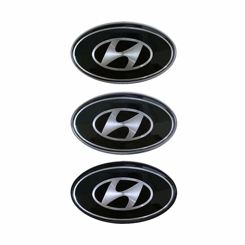 Aluminum Car Sticker for Hyundai Sonata Ix35 I20 Azera Elantra Accent Santa Fe Genesis Tiburon Tucson Solaris Front Rear Emblem b1