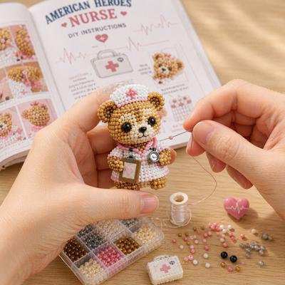 Yousheng Beaded DIY Kit, Cute Mini Figures, Relaxing Craft Project, Vibrant Textures Craft Kit for Craft Beginners Enthusiasts