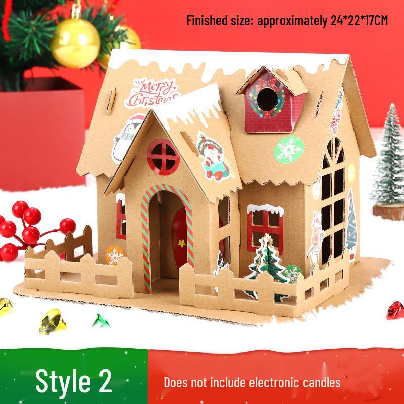 Luminous DIY Gingerbread Snow House Kit for Kids - Handmade Christmas Decoration