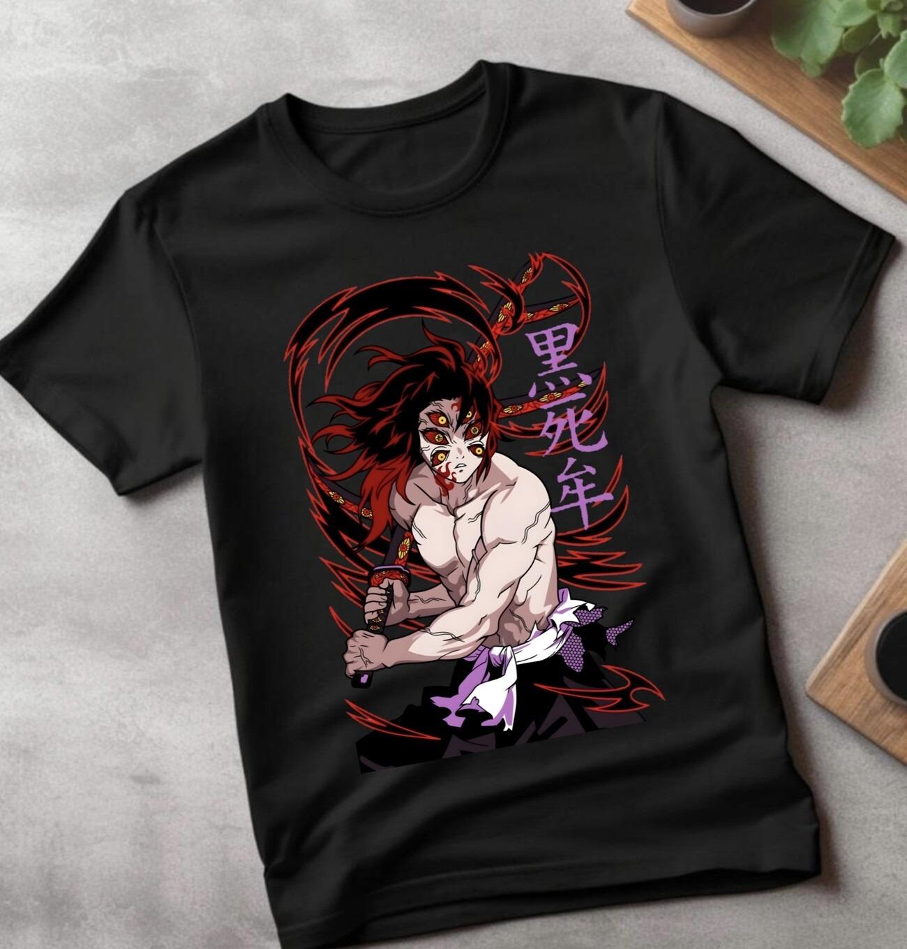 2026 Summer Demon Slayer Anime Kokushibo Printed Loose Shortsleeved Pure Cotton Childrens Tshirt Unisex Casual Loose Y2k S
