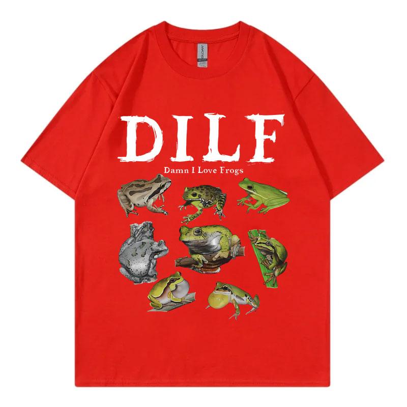 

Dilf Damn I Love Frogs Graphic T Shirts Men s Women s Fashion Short Sleeve T-shirt Vintage Summer Street Clothing T-shirts Tops 4XL