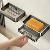 Bathroom Soap Holder Free-Punching Wall Mounted Soap Sponge Holder Organizer Double Drainage Soap Dish Bathroom Accessories