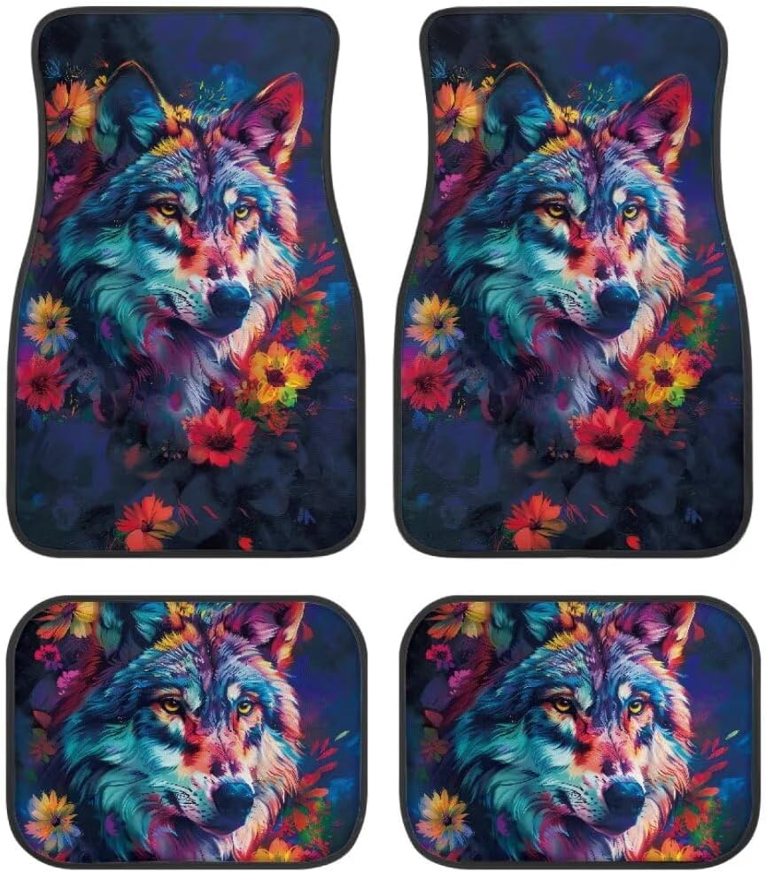 

Van Car Interior Accessories 4-Piece Car Protector Mat Highland Cow Sunflowers Print All Weather Car Floor Mats Universal Fit Automotive SUV Sedan 15