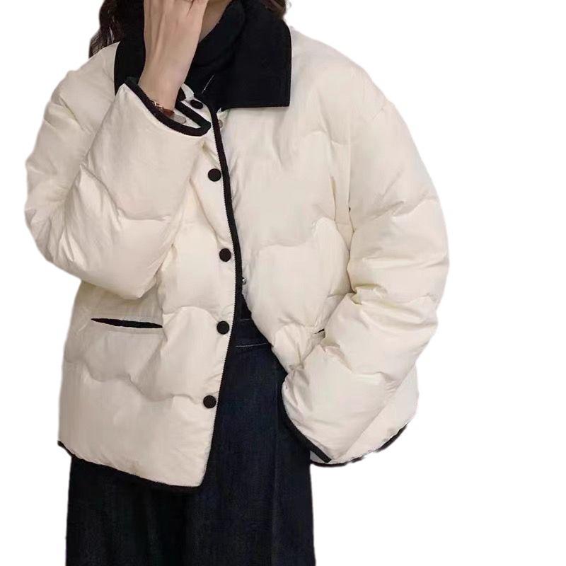

New windproof lightweight thickened fluffy warm cold loose short section of high-quality fabric casual sports jacket S