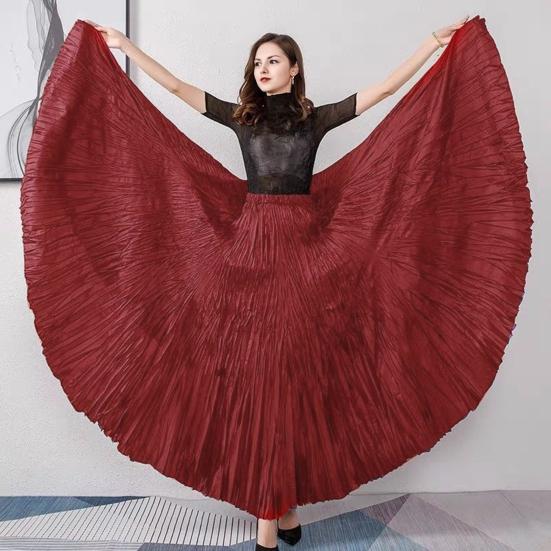 Women Skirt Skirt Elastic High Waist Maxi Pleated Dance Skirt Party